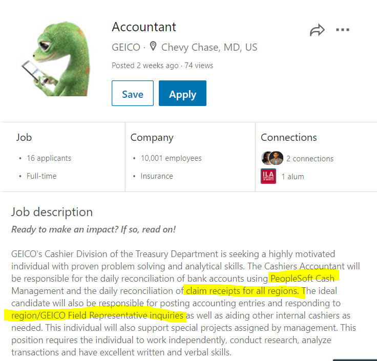 LinkedIn profile example