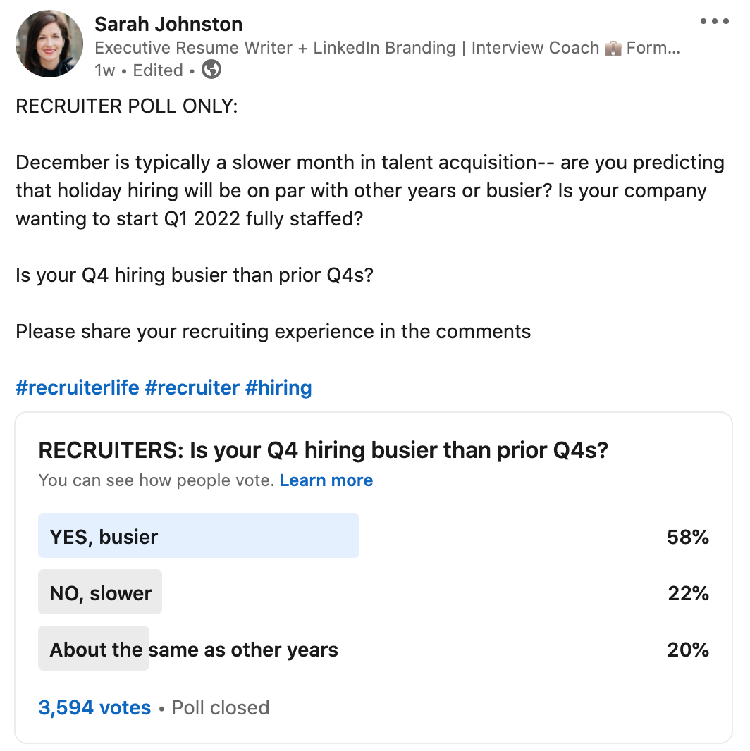 LinkedIn survey results.