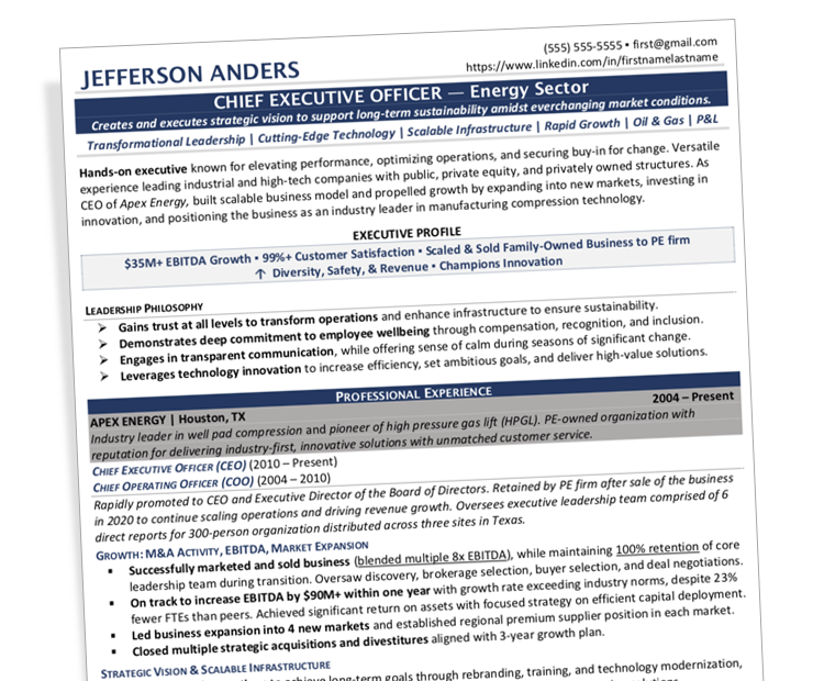 Preview Chief Executive Officer -- Energy Sector