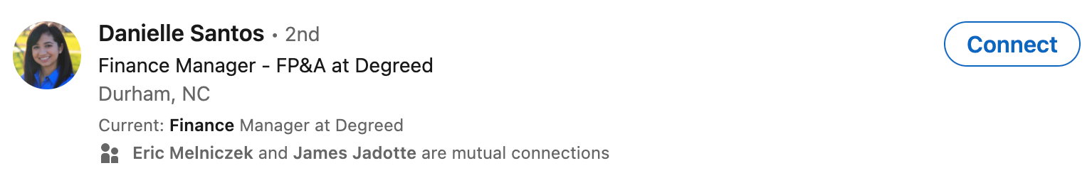 LinkedIn search results obtained from using strong keywords.