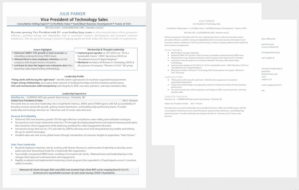 example of how to write a senior executive resume