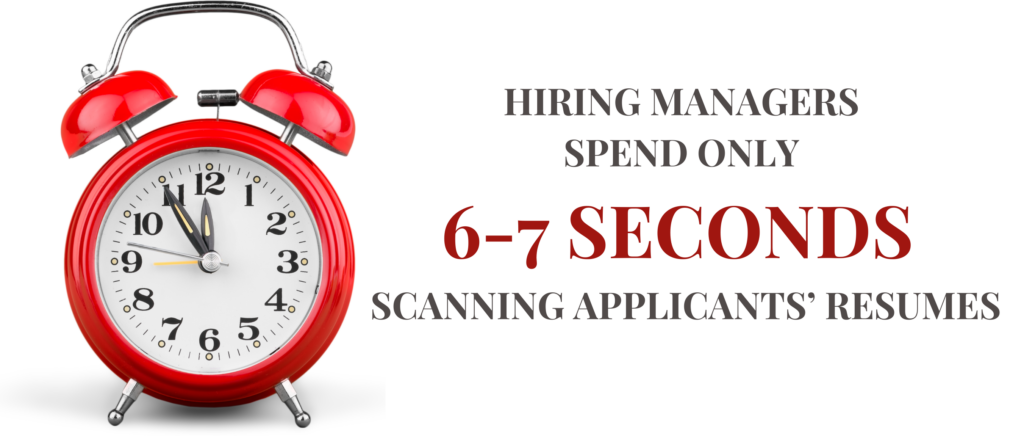 hiring managers spend a mere 6-7 seconds scanning applicants’ resumes