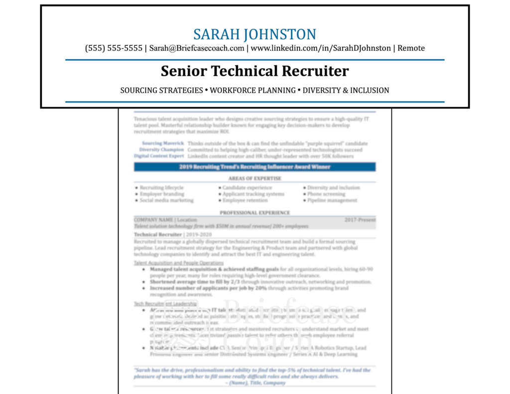 example of modern executive resume header