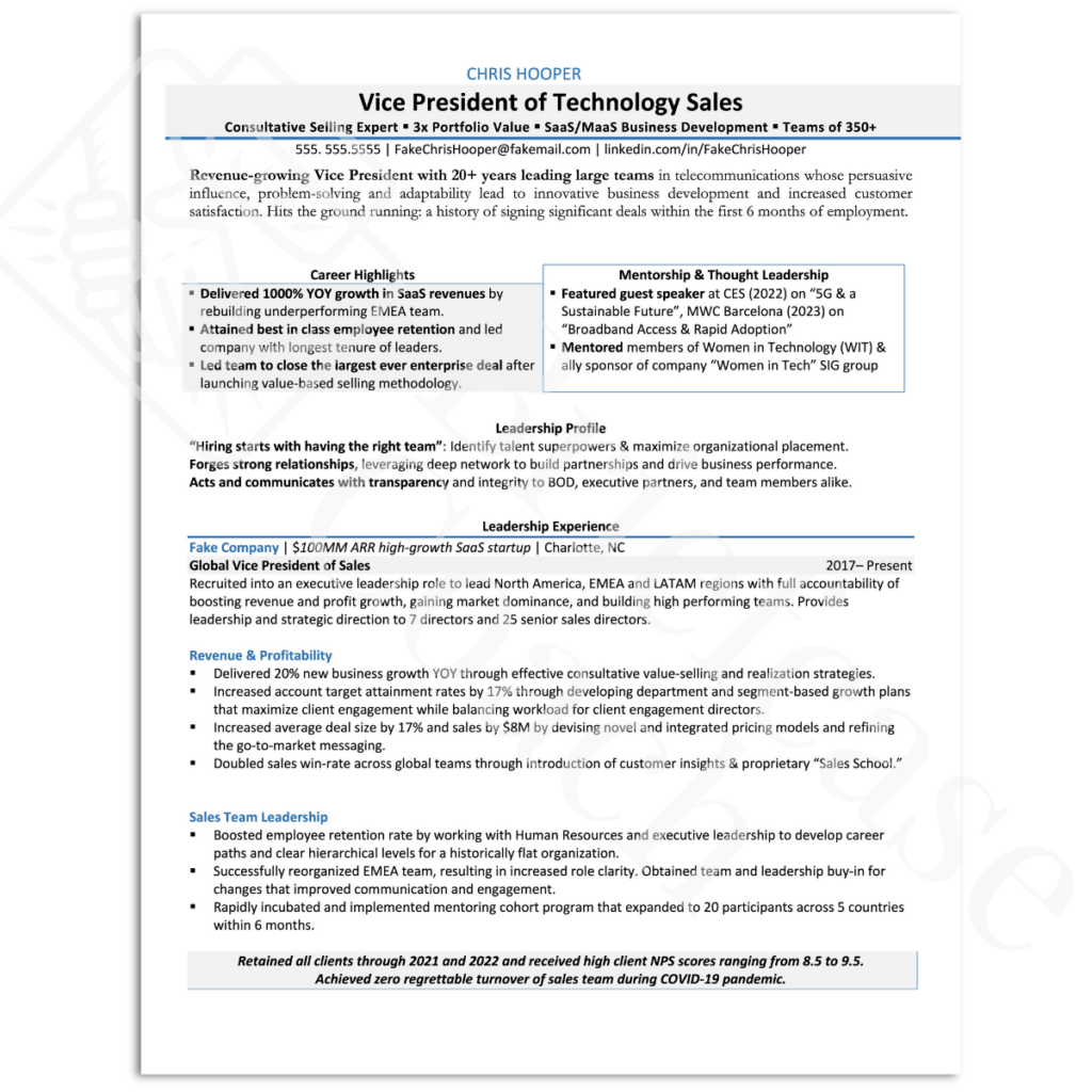 Sample Resumes Briefcase Coach Resume Writing Services